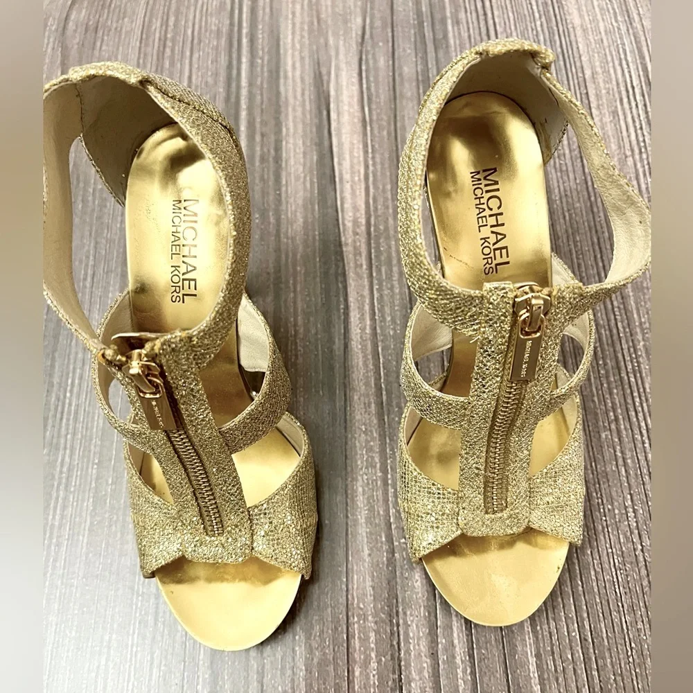 Michael Michael Kors gold Berkeley t strap heel - Picture 3 of 5